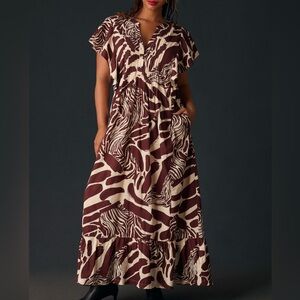 Maeve Brown Zebra Print Dress
